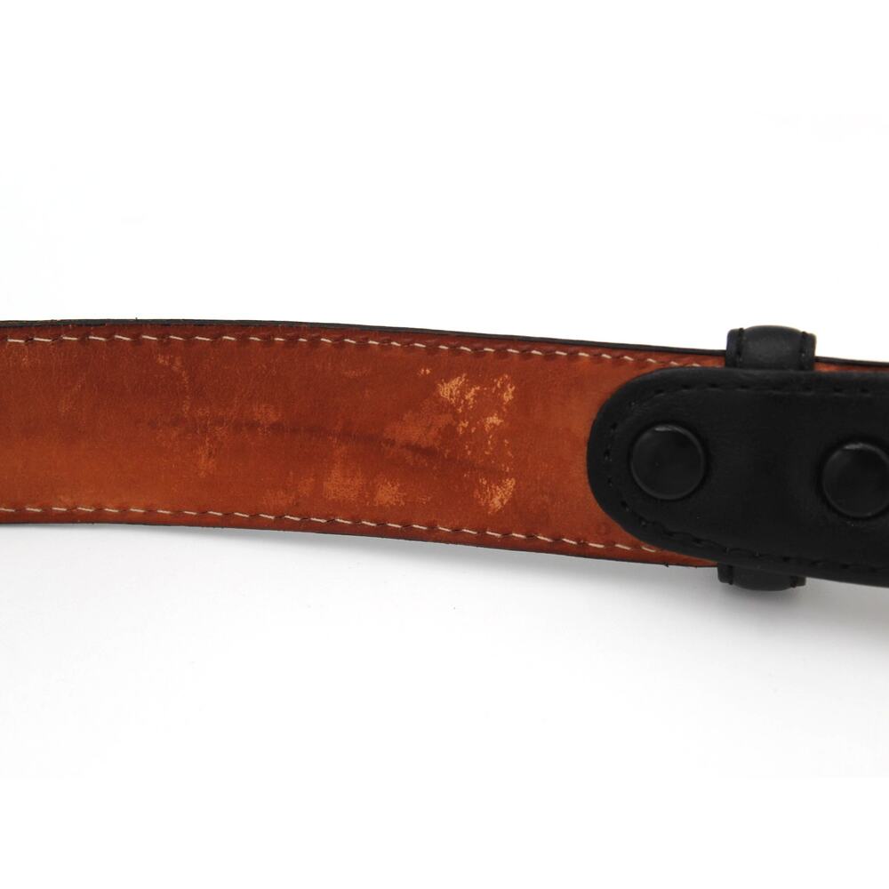 Martin Dingman Belt Mens Size 36 Black Leather Dress Casual Silver Buckle Office - Picture 3 of 8